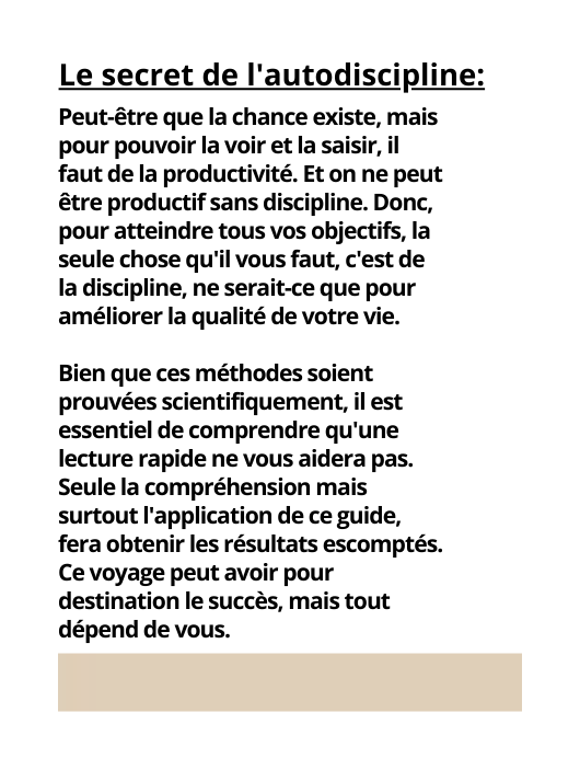 Le Secret de l’Autodiscipline